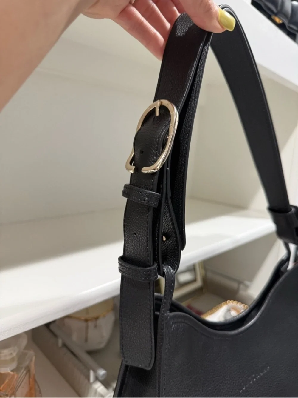 Longchamp Black Pebbled Leather Shoulder Bag